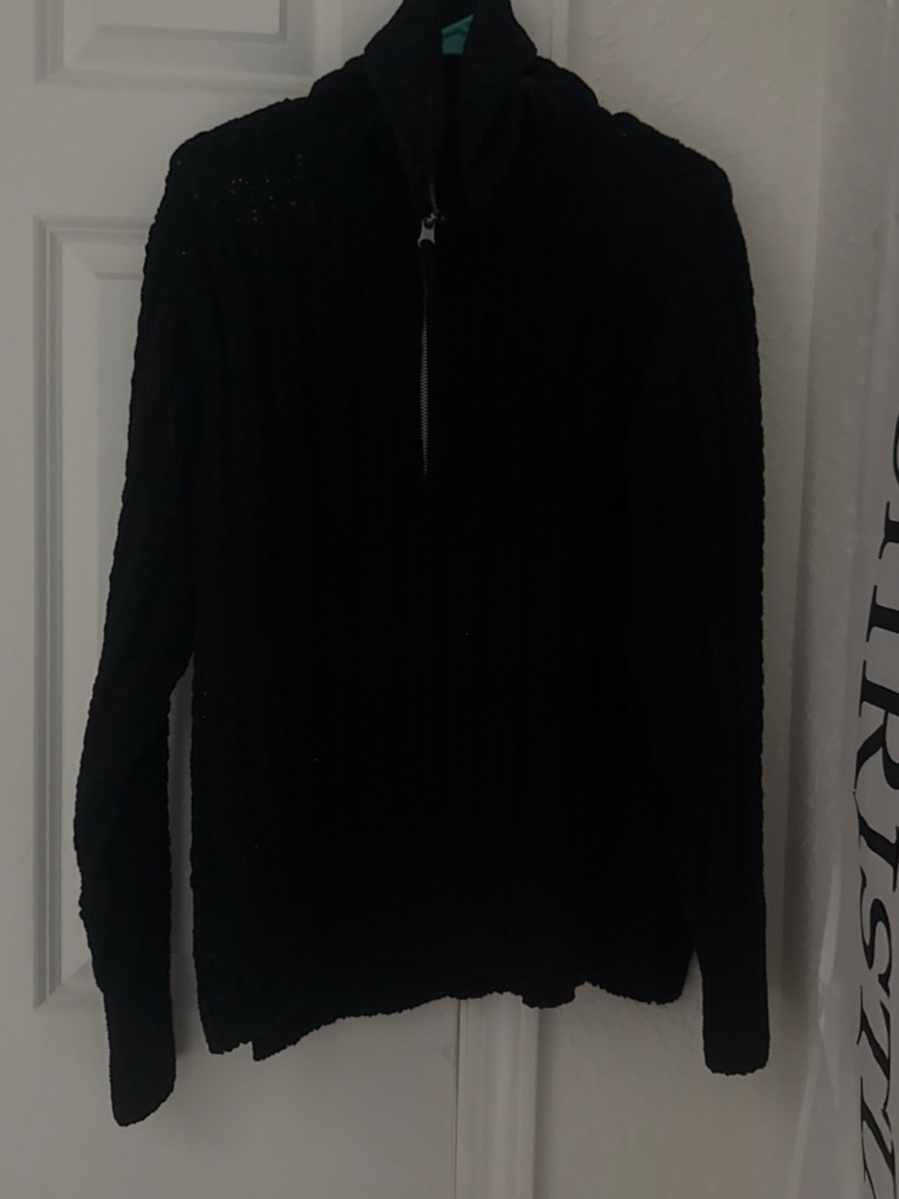 Women’s Black Half-Zip Cable Knit Sweater